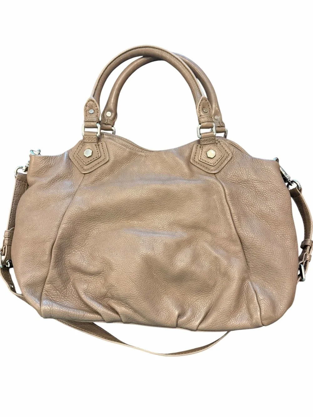 MARC By MARC JACOBS Taupe Classic Q Fran Leather Tote Shoulder Bag Hobo Preppy